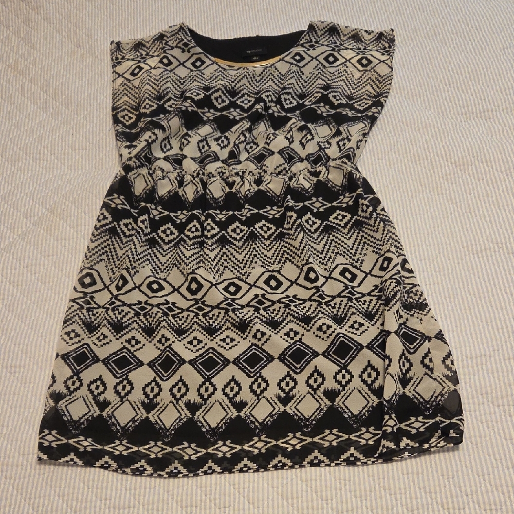 AB Studio Black and Cream Patterned Dress Size Large